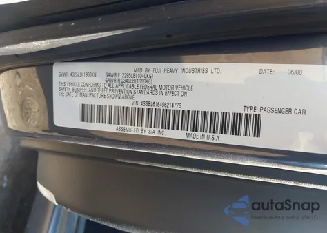 2009 Subaru Legacy 2.5I z USA, uszkodzony, nr VIN 4S3BL616496214778